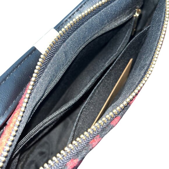 Bearpaw Red Multi Plaid Black Leather Accents Shoulder Evening Clutch Sz M - New - Picture 10 of 11